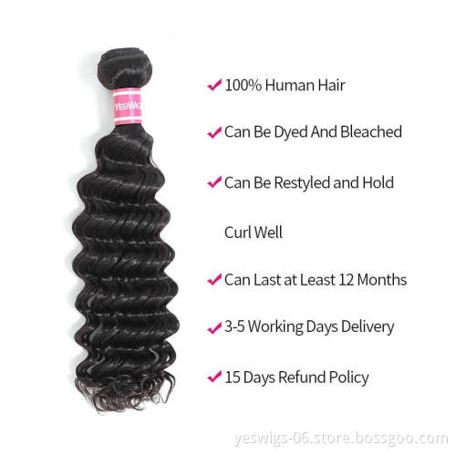 10A Grade Malaysian Hair Weave Bundles Deep Wave, Single Donor Virgin Human Hair Cuticle Aligned 1 Bundle